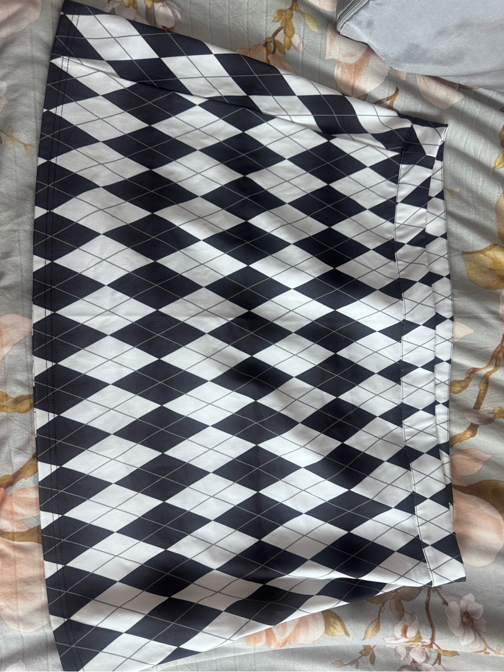Sugar Thrillz Black and White Argyle Mini Skirt